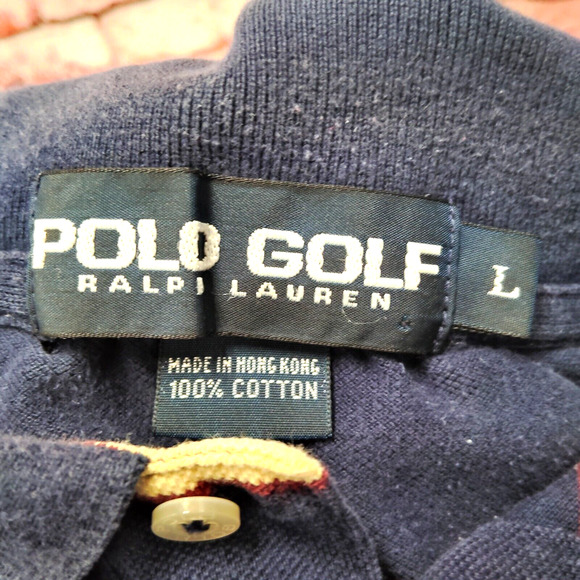 Polo Golf Ralph Lauren Polo Shirt Men's L Navy Striped Performance Short Sleeve - Picture 7 of 7